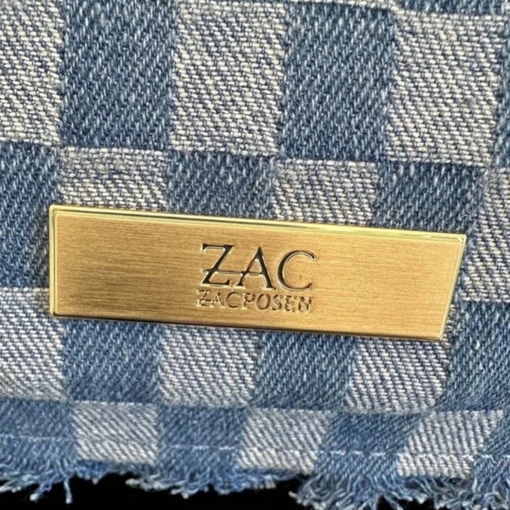 Zac Posen Anthea Denim Checkered Tote Bag NWT - Picture 14 of 16